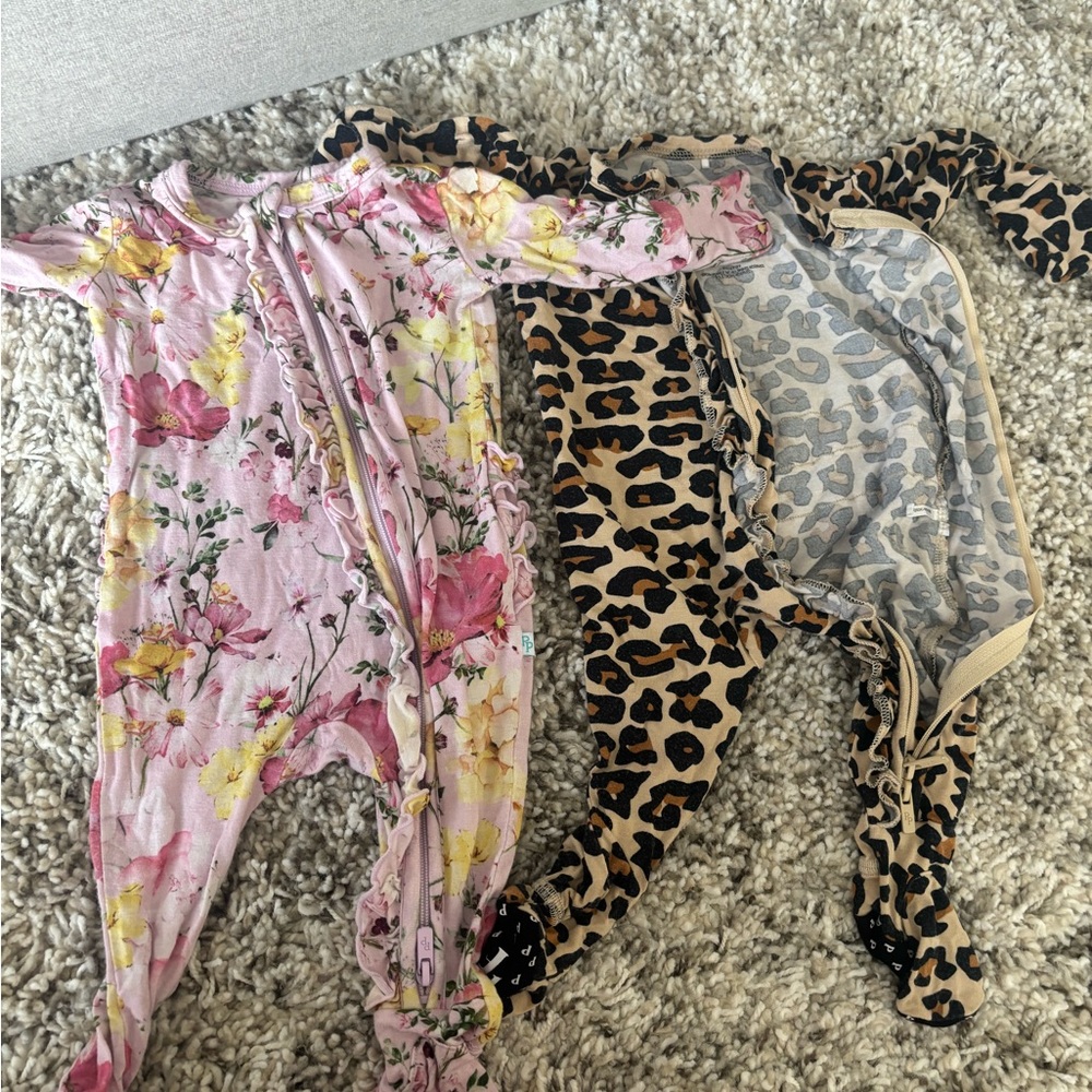 Posh Peanut bundle; Leopard and Floral Baby Set